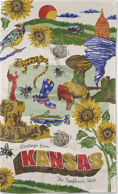 Geometry Kitchen Tea Towel Greetings From Kansas