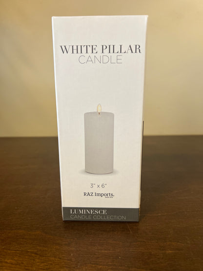White Pillar Candle  3 X 6