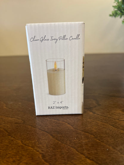 2"x4" Clear Glass Ivory Pillar