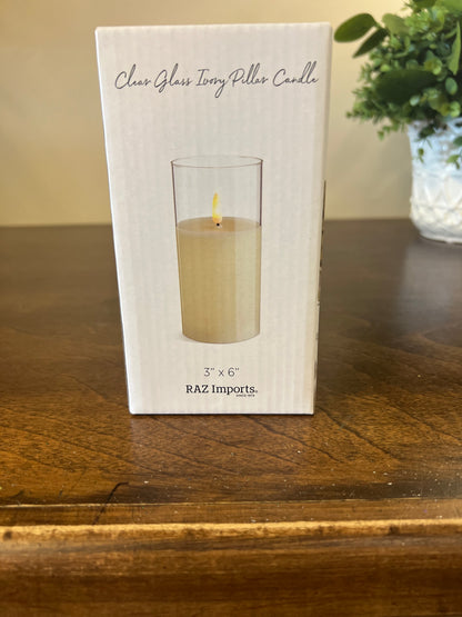 3"x6" Clear Glass Candle