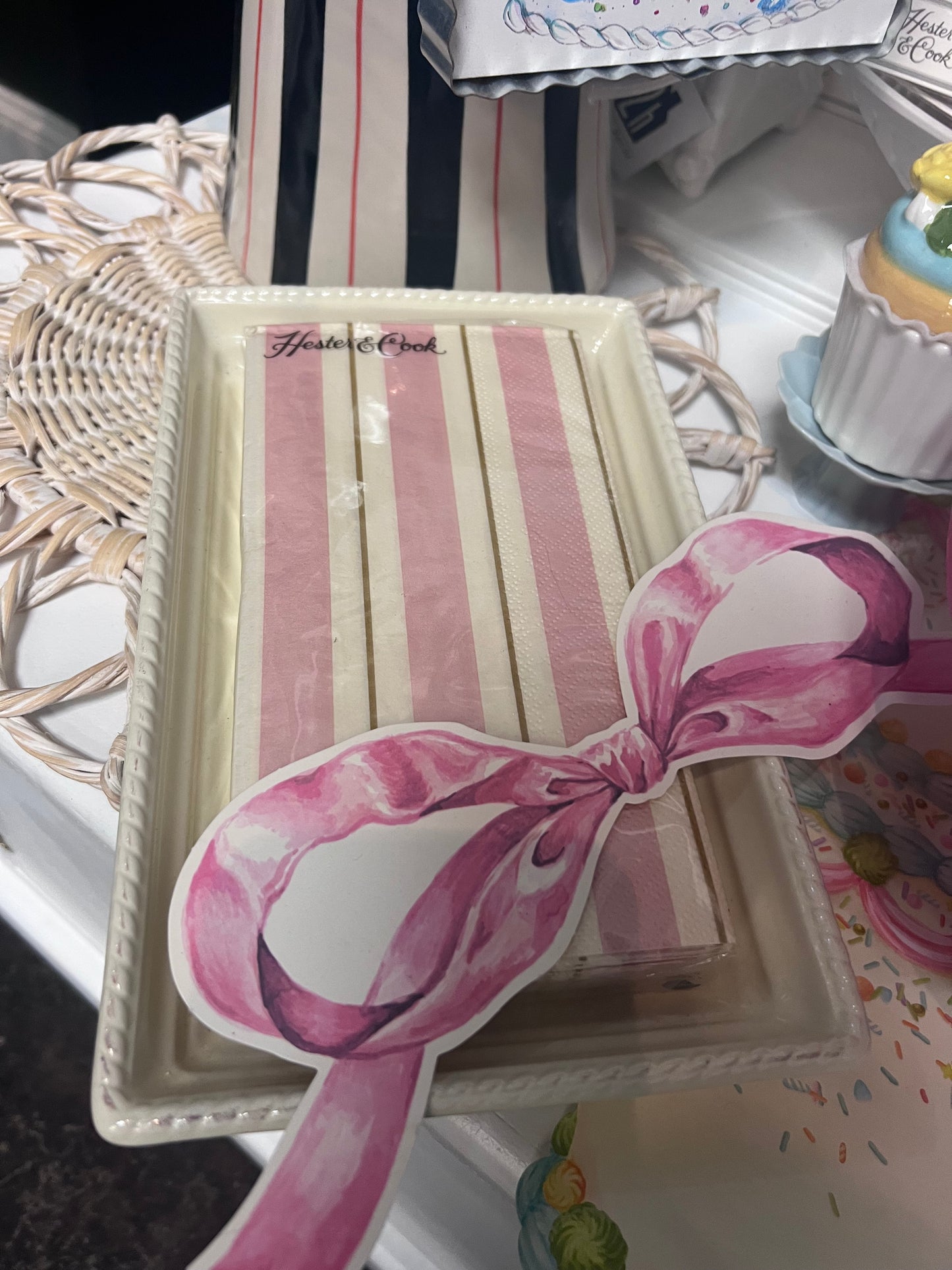 Pink & Gold Awning Stripe Guest Napkins