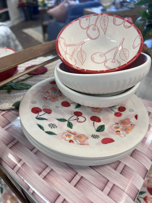 Cherry Bamboo Malamine App Plates