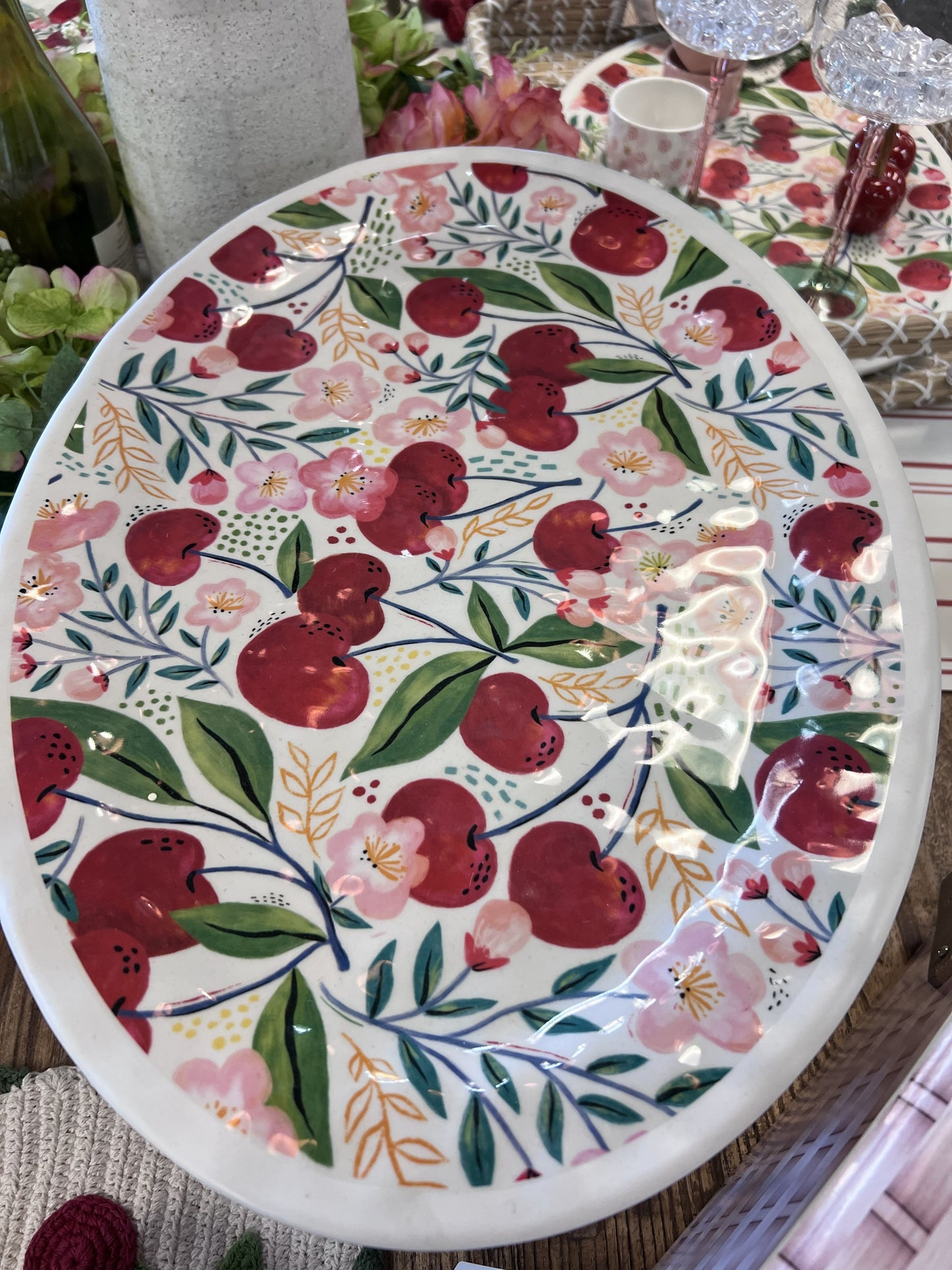 Cherry Bamboo Melamine Oval Platter/LG