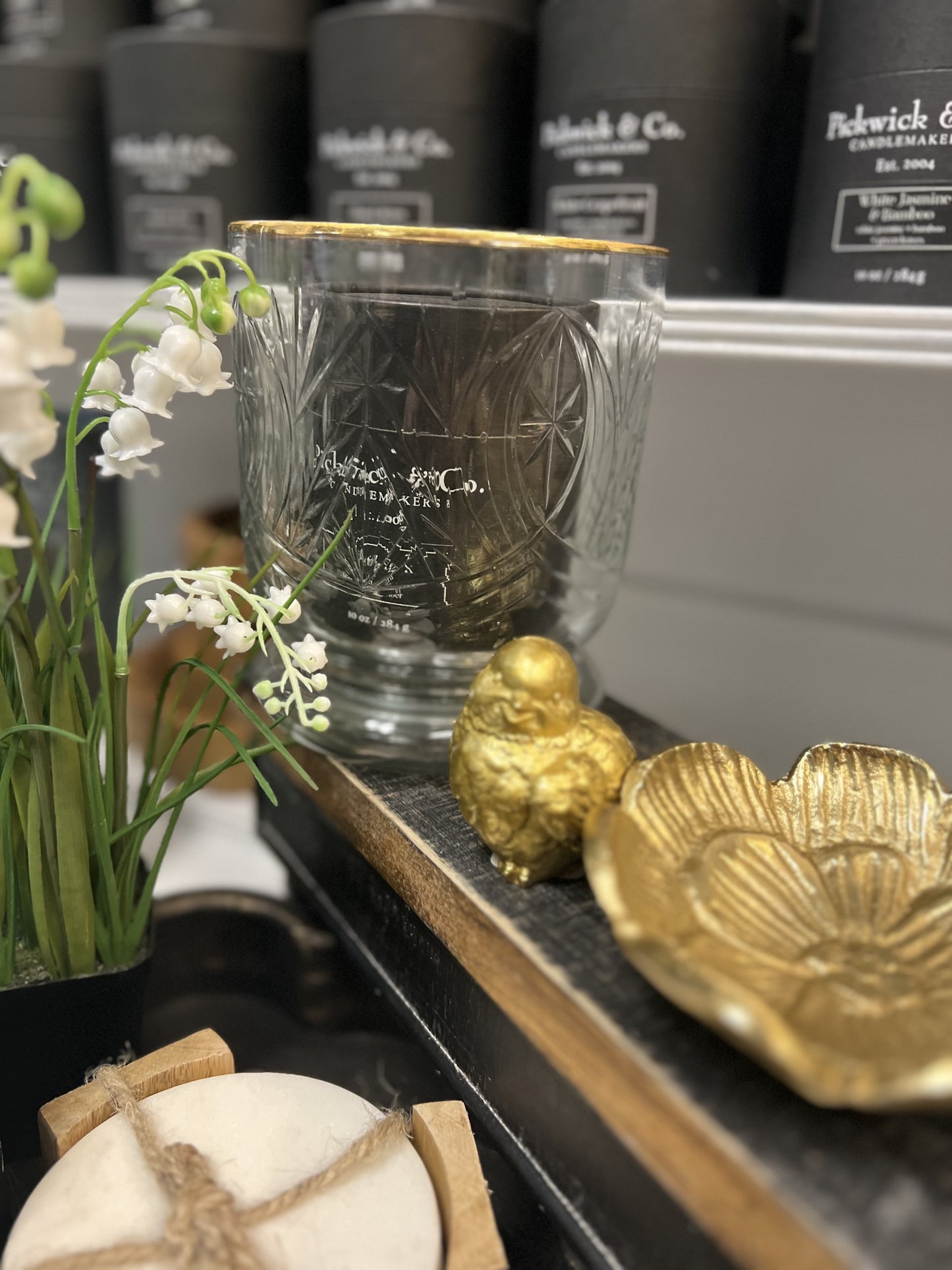 Gold Gilded Rim Cut Glass Container